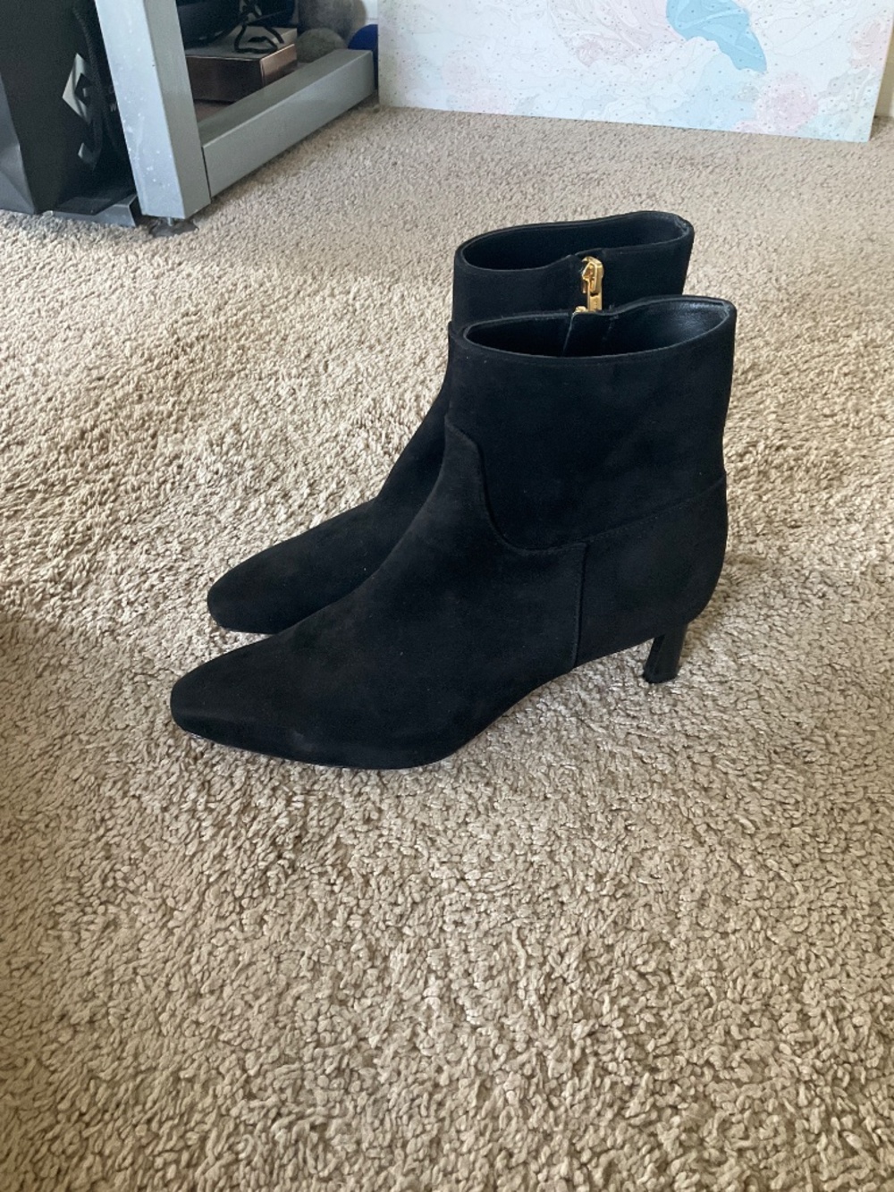 Veronica Beard Kelby Suede Side Zip Kitten Heel Ankle Boots in black - Picture 2 of 10